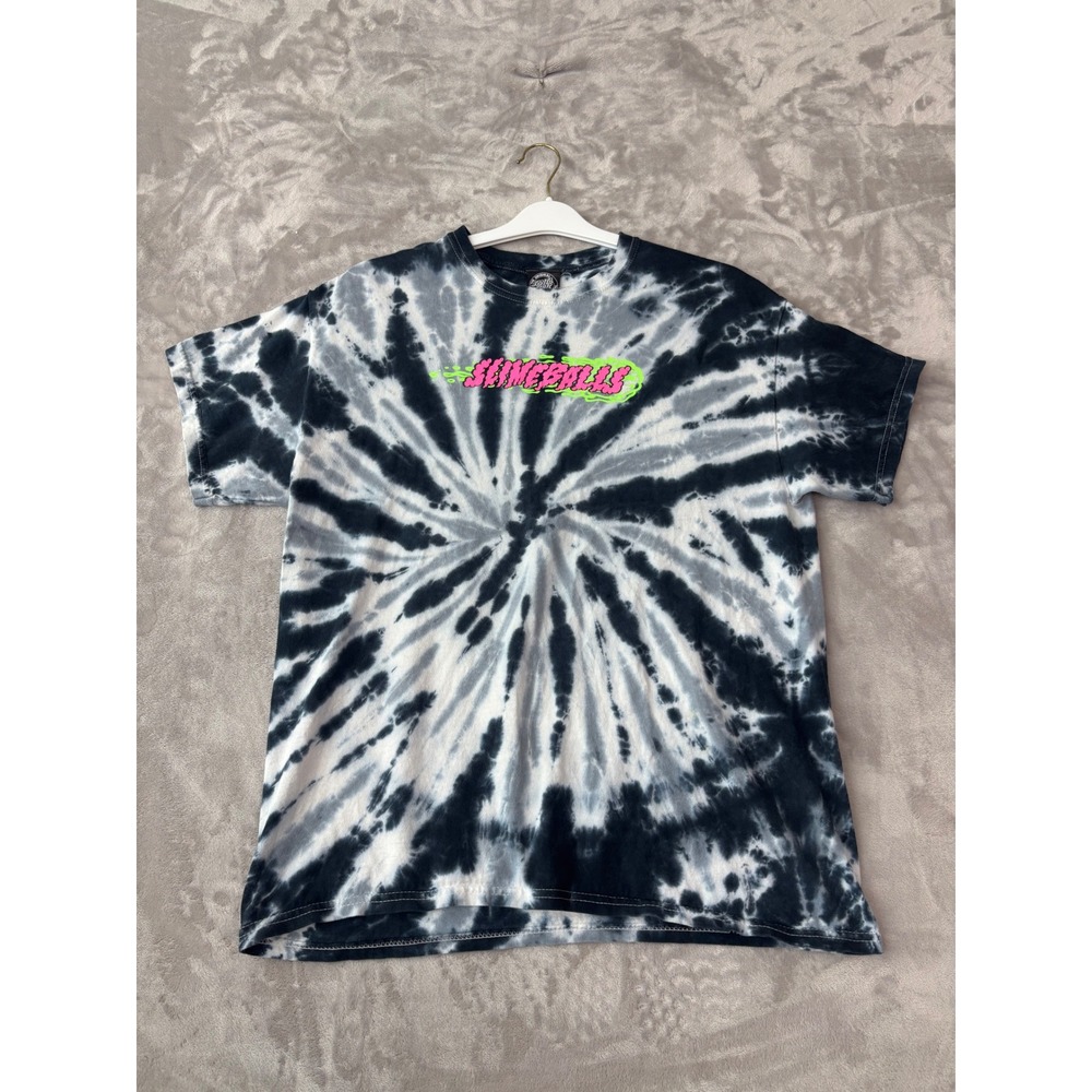Santa Cruz Slimeball Tie Dye Graphic T-Shirt Mens Large Black White Pink Green